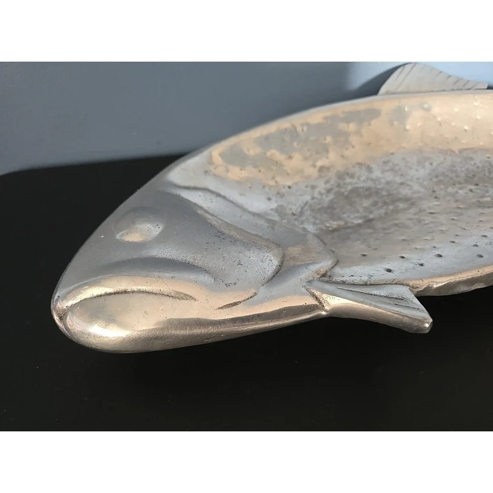 Vtg Trout Fish Large Aluminum Platter Tray Bruce Cox ?